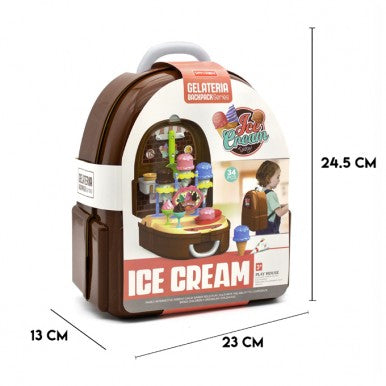Ice Cream Gelateria Backpack For Kids - 34 Pieces Set - Ice Cream Play House