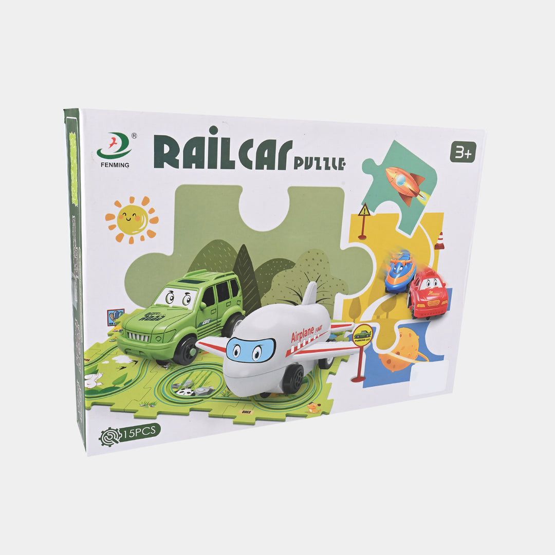 15PCS RAIL CAR PUZZLE PLAY SET FOR KIDS