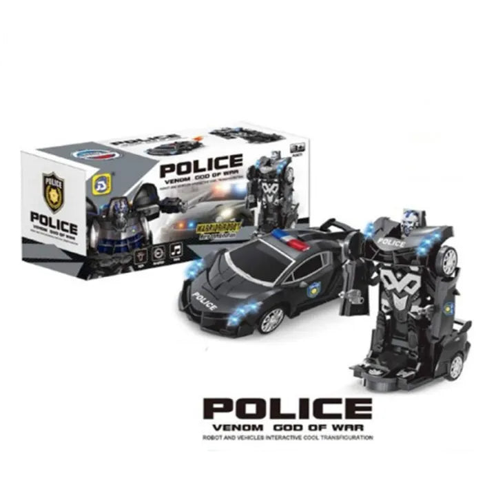 2in1 Transformation Transformer Police Robot Collision Car Toys With Music & Lights