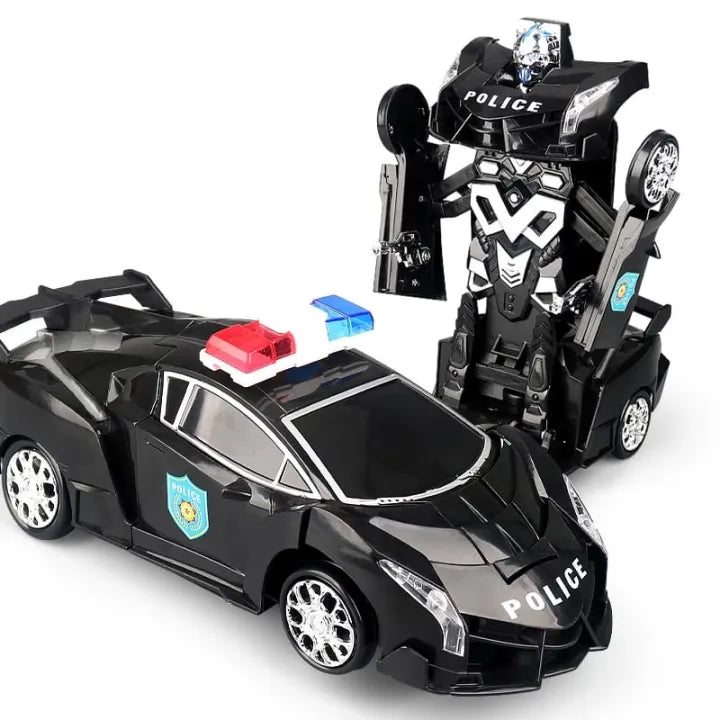 2in1 Transformation Transformer Police Robot Collision Car Toys With Music & Lights