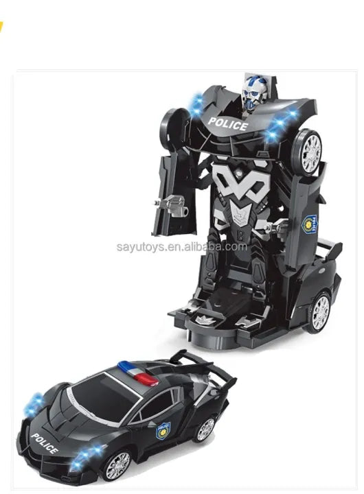 2in1 Transformation Transformer Police Robot Collision Car Toys With Music & Lights