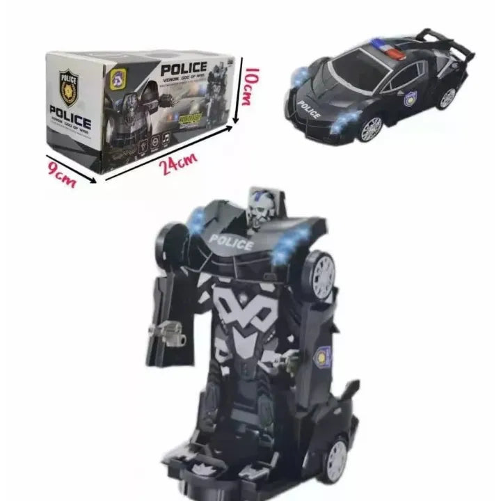 2in1 Transformation Transformer Police Robot Collision Car Toys With Music & Lights