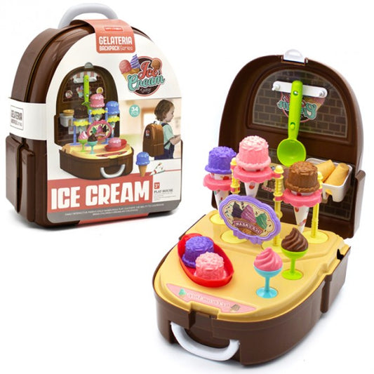Ice Cream Gelateria Backpack For Kids - 34 Pieces Set - Ice Cream Play House