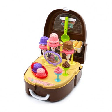 Ice Cream Gelateria Backpack For Kids - 34 Pieces Set - Ice Cream Play House