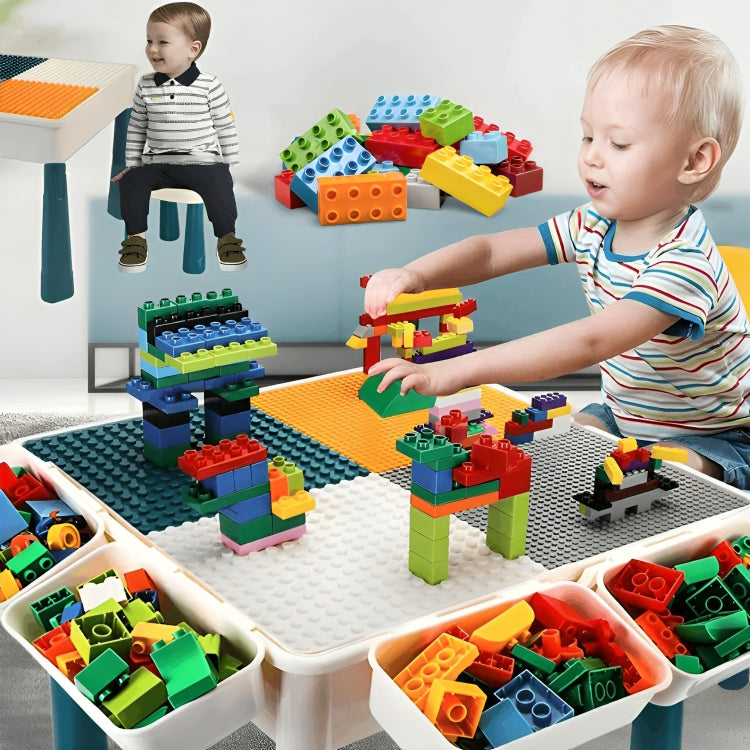 Kids Building Blocks Table with Chair & Learning Station(72 pieces)