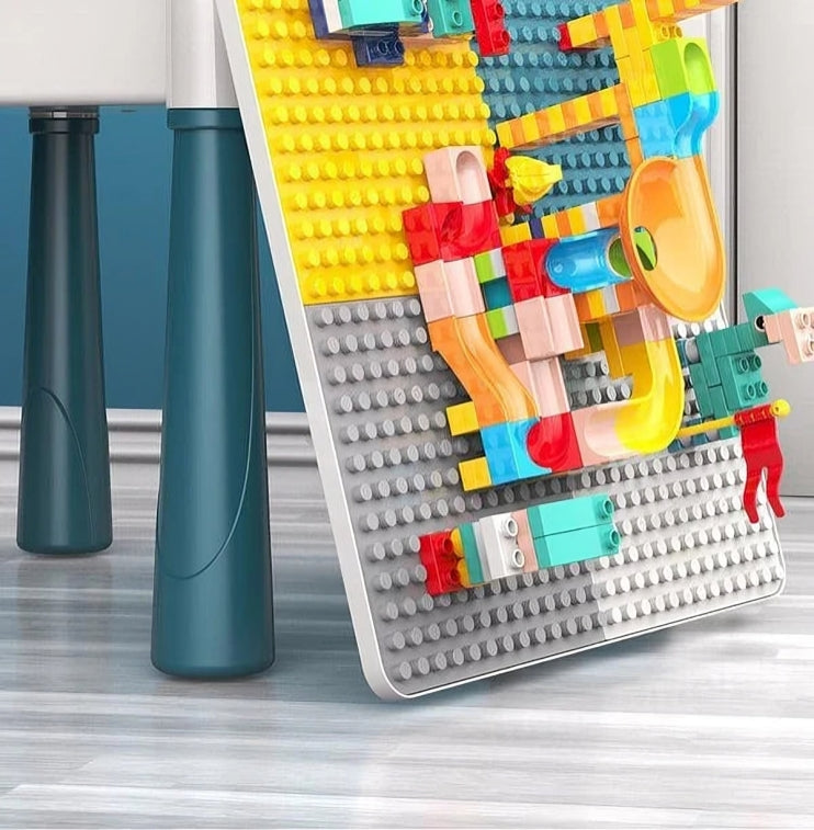 Kids Building Blocks Table with Chair & Learning Station(72 pieces)