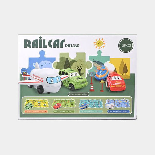 15PCS RAIL CAR PUZZLE PLAY SET FOR KIDS